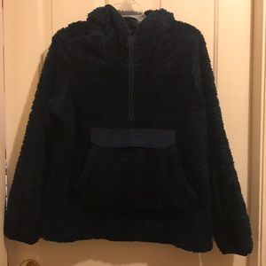 Navy Blue Fleece Pullover Sweater